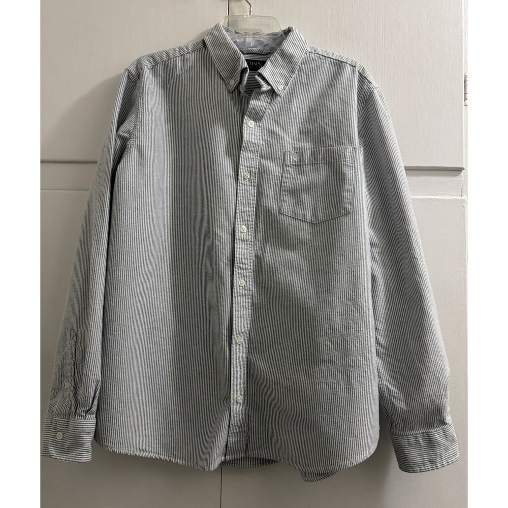 Men's Chaps White And Blue Striped Button Down Shirt - Size XL